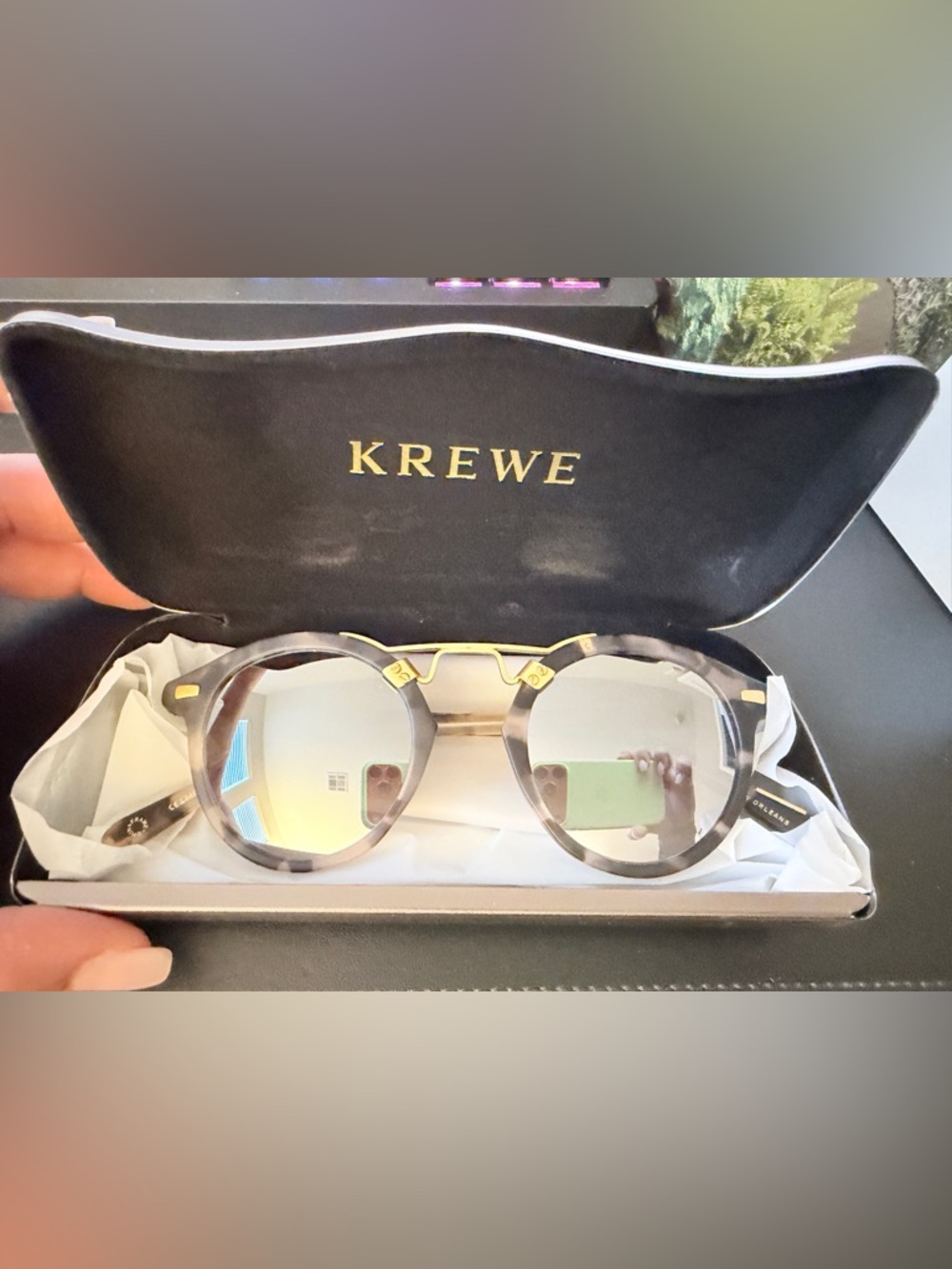 KREWE Round Sunglasses - Tortoiseshell & Gold Mirror
